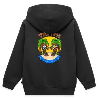 C’est Tiki Time Head Tiki Hawaiian Hawaii Luau - Sweat Premium à capuche zippé enfant bio - noir - Dos - AI Model Kid Male (0cm)