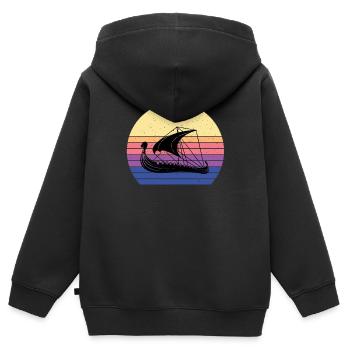 Viking Ship - Kids Premium Organic Zip-up Hoodie - black - Back - AI Model Kid Male (0cm)