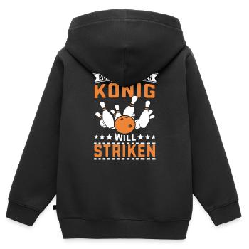Aus dem Weg der König will Striken Bowlingspieler - Kinder Premium Organic Zip Hoodie - Schwarz - Hinten - AI Model Kid Male (0cm)
