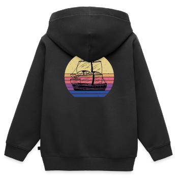Piratenschiff - Kinder Premium Organic Zip Hoodie - Schwarz - Hinten - AI Model Kid Male (0cm)