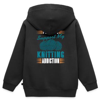 Je travaille pour soutenir ma dépendance au tricot drôle - Sweat Premium à capuche zippé enfant bio - noir - Dos - AI Model Kid Male (0cm)