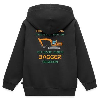 Entschuldigung, ich habe einen Bagger gesehen - Kinder Premium Organic Zip Hoodie - Schwarz - Hinten - AI Model Kid Male (0cm)