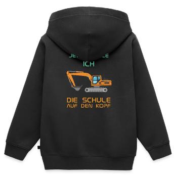 Jetzt stelle ich die Schule auf den Kopf | Bagger - Kinder Premium Organic Zip Hoodie - Schwarz - Hinten - AI Model Kid Male (0cm)