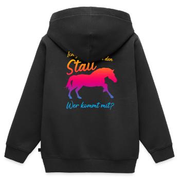 Haflinger Stall Pferd - Kinder Premium Organic Zip Hoodie - Schwarz - Hinten - AI Model Kid Male (0cm)