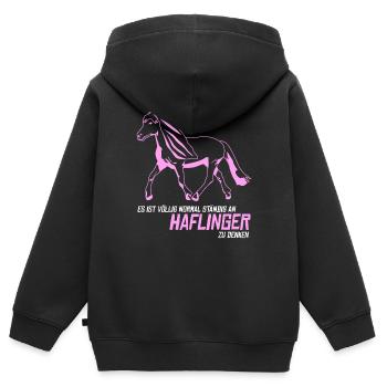 Haflinger Haflingers - Kinder Premium Organic Zip Hoodie - Schwarz - Hinten - AI Model Kid Male (0cm)