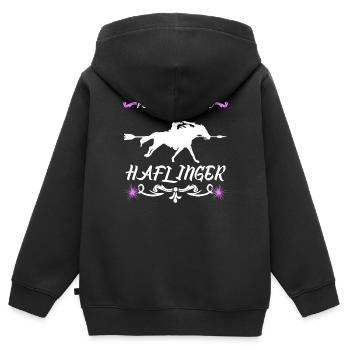 Haflinger Pferd - Kinder Premium Organic Zip Hoodie - Schwarz - Hinten - AI Model Kid Male (0cm)