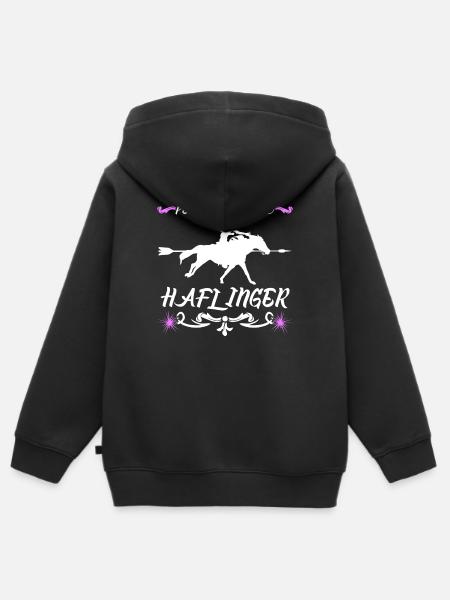 Haflinger Pferd - Kinder Premium Organic Zip Hoodie - Schwarz