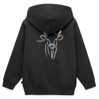 SILBERNE KUHSILHOUETTE, MINIMAL - Kinder Premium Organic Zip Hoodie - Schwarz - Hinten - AI Model Kid Male (0cm)