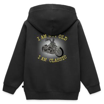 Ich bin nicht alt Ich bin klassisch - Kinder Premium Organic Zip Hoodie - Schwarz - Hinten - AI Model Kid Male (0cm)