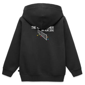 Le filet est plus haut de notre côté Drôle de pickleball pla - Sweat Premium à capuche zippé enfant bio - noir - Dos - AI Model Kid Male (0cm)
