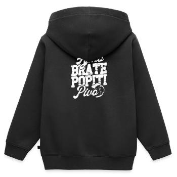 Balkan Jugo Spruch Ajmo Brate Popiti pivo - Kinder Premium Organic Zip Hoodie - Schwarz - Hinten - AI Model Kid Male (0cm)