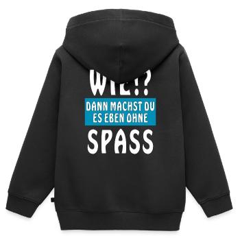 WIE SPASS - Kinder Premium Organic Zip Hoodie - Schwarz - Hinten - AI Model Kid Male (0cm)