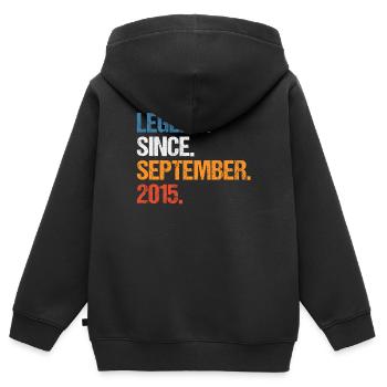 Legend Since September 2015 Geburtstag - Kinder Premium Organic Zip Hoodie - Schwarz - Hinten - AI Model Kid Male (0cm)