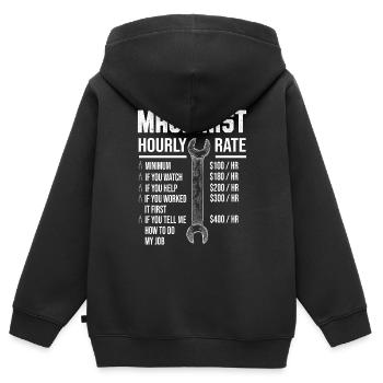 Maschinist Stundenlohn Maschinen - Kinder Premium Organic Zip Hoodie - Schwarz - Hinten - AI Model Kid Male (0cm)