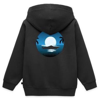 Motorboot Mond - Kinder Premium Organic Zip Hoodie - Schwarz - Hinten - AI Model Kid Male (0cm)