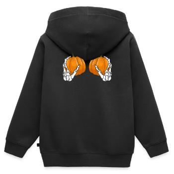 Kürbis Brüste Skelett Hände Lustige Halloween - Kinder Premium Organic Zip Hoodie - Schwarz - Hinten - AI Model Kid Male (0cm)