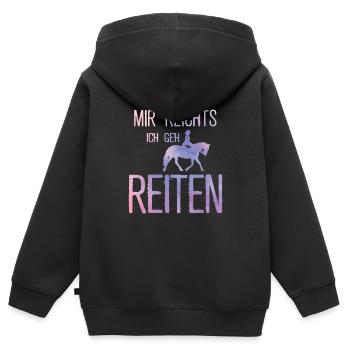 Reiten Reitsport Reiter Geschenk Pferde - Kinder Premium Organic Zip Hoodie - Schwarz - Hinten - AI Model Kid Male (0cm)
