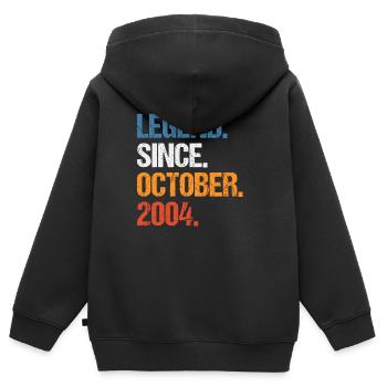 Légende depuis octobre 2004 Anniversaire - Sweat Premium à capuche zippé enfant bio - noir - Dos - AI Model Kid Male (0cm)
