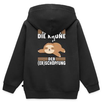 Faultier Spruch Müdigkeit - Kinder Premium Organic Zip Hoodie - Schwarz - Hinten - AI Model Kid Male (0cm)