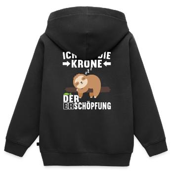 Faultier Spruch Müdigkeit - Kinder Premium Organic Zip Hoodie - Schwarz - Hinten - AI Model Kid Male (0cm)