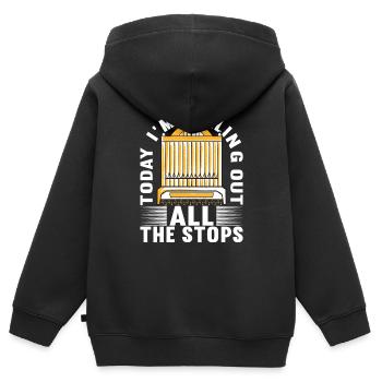 Organiste Joueur d’orgue - Sweat Premium à capuche zippé enfant bio - noir - Dos - AI Model Kid Male (0cm)