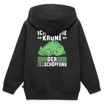 Faultier Spruch Müdigkeit - Kinder Premium Organic Zip Hoodie - Schwarz - Hinten - AI Model Kid Male (0cm)