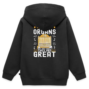 Organiste Joueur d’orgue - Sweat Premium à capuche zippé enfant bio - noir - Dos - AI Model Kid Male (0cm)