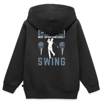 Peut spontanément Swing Drôle Golf Drôle Golf L - Sweat Premium à capuche zippé enfant bio - noir - Dos - AI Model Kid Male (0cm)