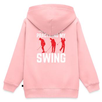 Je préfère pratiquer mon swing golf drôle golfi - Sweat Premium à capuche zippé enfant bio - rose - Dos - AI Model Kid Female (0cm)