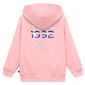 Né en 1992 Année de naissance 1992 Vintage 90s Design - Sweat Premium à capuche zippé enfant bio - rose - Dos - AI Model Kid Female (0cm)