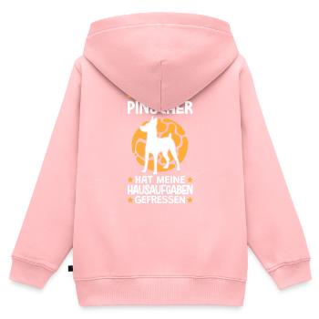 Zwergpinscher Hausaufgaben fressen Pinscher - Kinder Premium Organic Zip Hoodie - Rosa - Hinten - AI Model Kid Female (0cm)