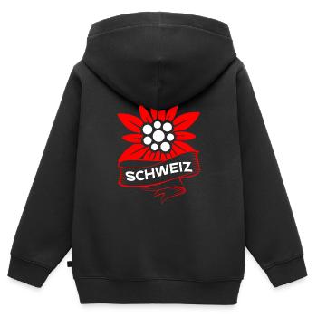 Gentiane suisse - Sweat Premium à capuche zippé enfant bio - noir - Dos - AI Model Kid Male (0cm)