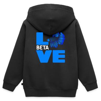 LOVE Beta Fish Awesome Fishing Designs T-Shirt - Kinder Premium Organic Zip Hoodie - Schwarz - Hinten - AI Model Kid Male (0cm)