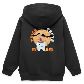 Halloween Zahnhut Zahnarzt Zahnarzthelferin Trick - Kinder Premium Organic Zip Hoodie - Schwarz - Hinten - AI Model Kid Male (0cm)