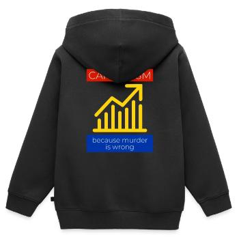 Kapitalismus, weil Mord falsch ist - Kinder Premium Organic Zip Hoodie - Schwarz - Hinten - AI Model Kid Male (0cm)