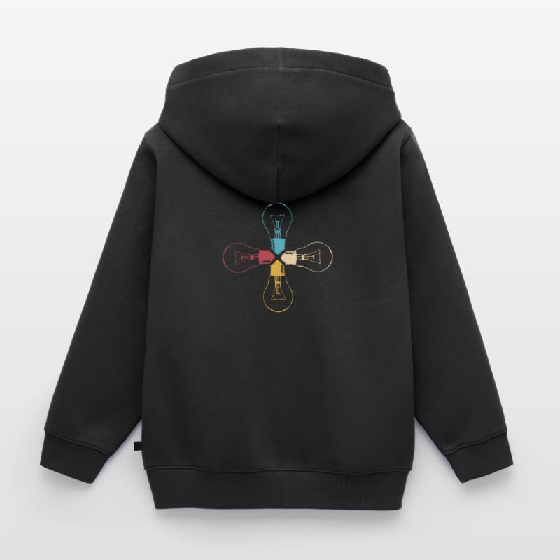 Idea Light Bulb Light Brain Cool Lamp Thinking 3 Kids Premium Organic Zip-up Hoodie