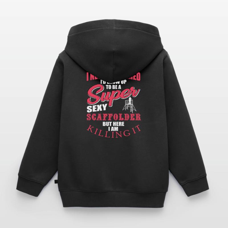 Constructeurs d’échafaudages Sweat Premium à capuche zippé enfant bio