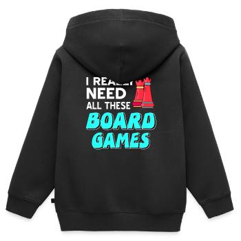 I Really Need All These Board Games Cool Chess - Kinder Premium Organic Zip Hoodie - Schwarz - Hinten - AI Model Kid Male (0cm)