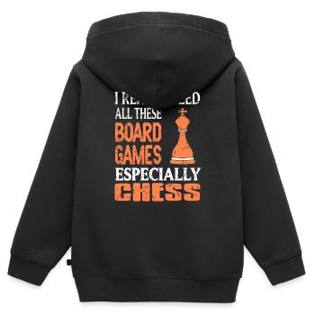 I Need All These Board Games Especially Chess - Kinder Premium Organic Zip Hoodie - Schwarz - Hinten - AI Model Kid Male (0cm)