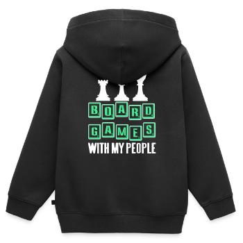Board Games With My People Cool Chess T-Shirt - Kinder Premium Organic Zip Hoodie - Schwarz - Hinten - AI Model Kid Male (0cm)