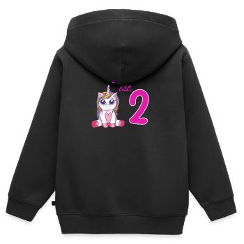 Kindergeburtstag 2 Jahre Mädchen Name Lio - Kinder Premium Organic Zip Hoodie - Schwarz - Hinten - AI Model Kid Male (0cm)