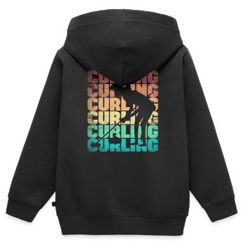 Curling Player Silhouette for a Curler - Kinder Premium Organic Zip Hoodie - Schwarz - Hinten - AI Model Kid Male (0cm)