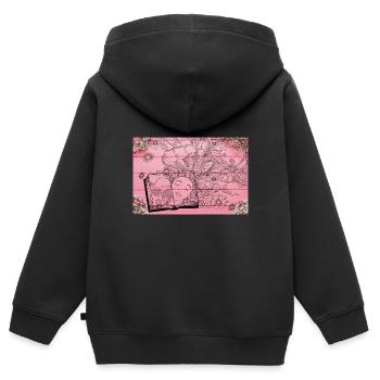 Blumen aus Büchern, die Bücher lesen, Blumen und Bücher - Kinder Premium Organic Zip Hoodie - Schwarz - Hinten - AI Model Kid Male (0cm)