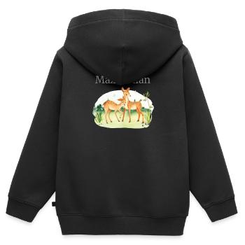 Forest Animal Deer Flowers Name Maximilian - Kids Premium Organic Zip-up Hoodie - black - Back - AI Model Kid Male (0cm)