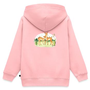 Waldtier Reh Blumen Name Lian - Kinder Premium Organic Zip Hoodie - Rosa - Hinten - AI Model Kid Female (0cm)