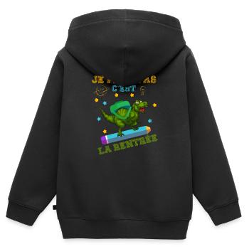 je peux pas c'est la rentrée - rentrée scolaire - Sweat Premium à capuche zippé enfant bio - noir - Dos - AI Model Kid Male (0cm)