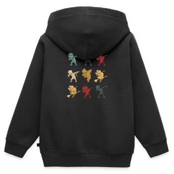 Dabbing Halloween Squelette Zombie Ghost Witch Effrayant - Sweat Premium à capuche zippé enfant bio - noir - Dos - AI Model Kid Male (0cm)