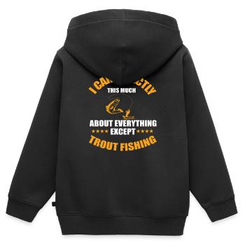 Drôle de pêcheur de truite disant truite brune - Sweat Premium à capuche zippé enfant bio - noir - Dos - AI Model Kid Male (0cm)