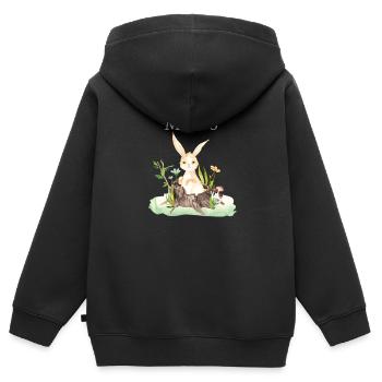 Forest Animal Deer Rabbit Hedgehog Flowers Name Matteo - Kids Premium Organic Zip-up Hoodie - black - Back - AI Model Kid Male (0cm)