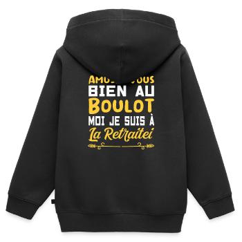 AMUSEZ VOUS BIEN AU BOULOT - Sweat Premium à capuche zippé enfant bio - noir - Dos - AI Model Kid Male (0cm)